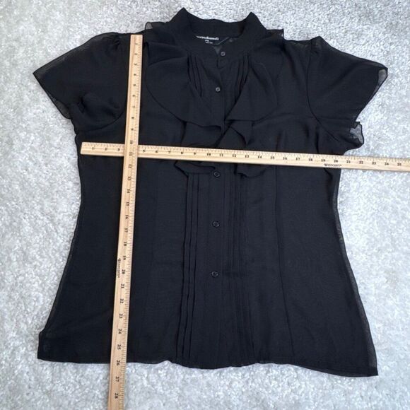 Norma Kamali Black Sheer Ruffle Blouse - Picture 8 of 9